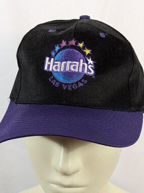 Harrahs Las Vegas purple black hat